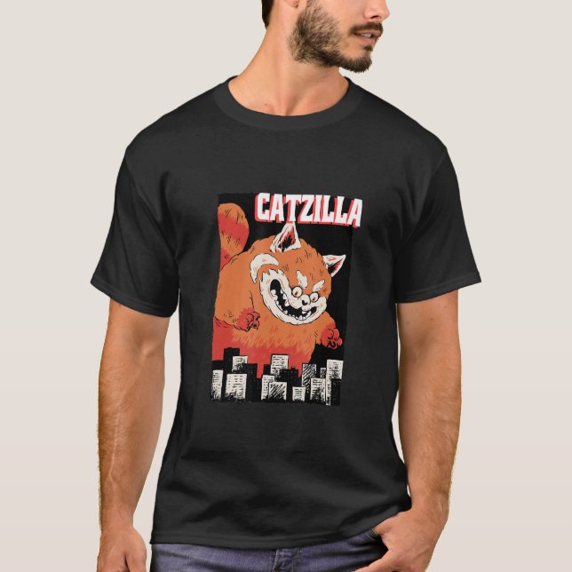 Catzilla Cat Kitten Japan Humour Present T-Shirt (Devant)