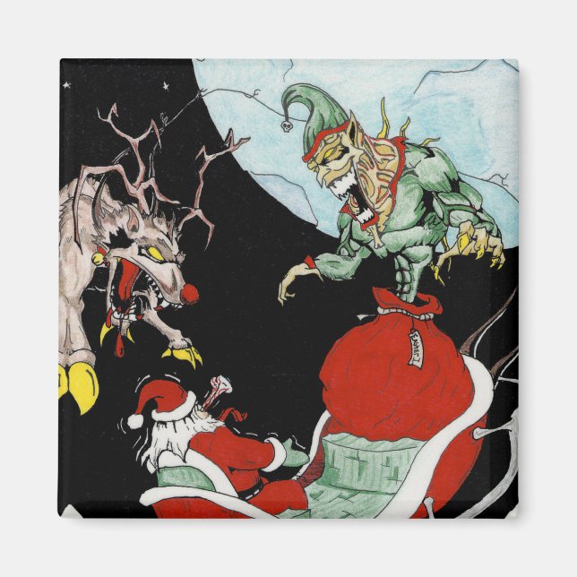cauchemar de Noël Magnet Carré 2 pouces (Devant)