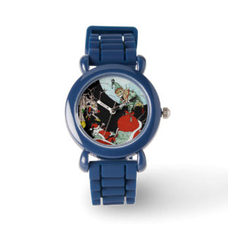 cauchemar de Noël Montre en cuir noir pour enfants