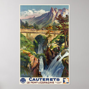 Cauterets Le Pont d'Espagne France Vintage Poster 