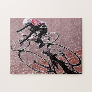 Cavalier de bicyclette et puzzle soustraits