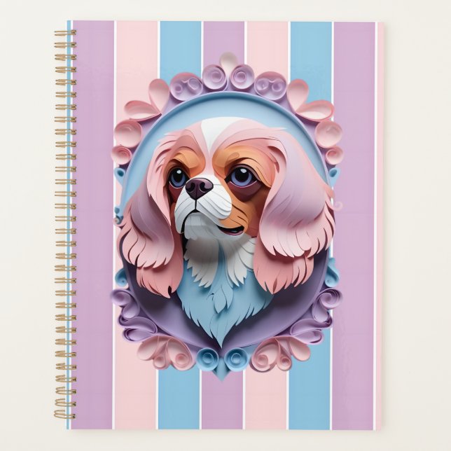 Cavalier King Charles Pastel Papier Coupe Art (Devant)