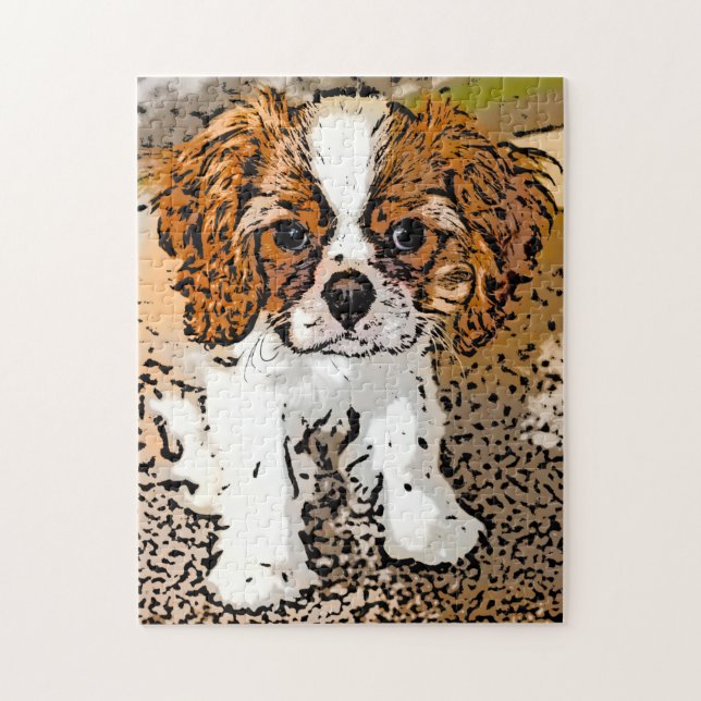 Cavalier King Charles Puppy Jigsaw Puzzle (Vertical)