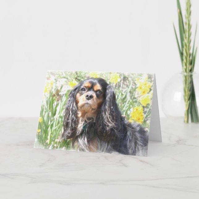 Cavalier King Charles Spaniel peint Carte de vœux  (Devant)
