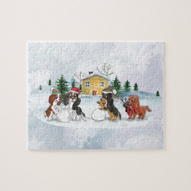 Cavalier King Charles Spaniel Winter Puzzle (Horizontal)