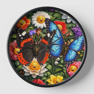 Cavalier papillon et horloge murale de jardin sour