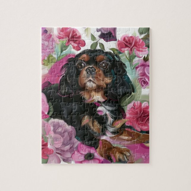 cavalier roi Charles spaniel PUZZLE | Noir et bron (Vertical)