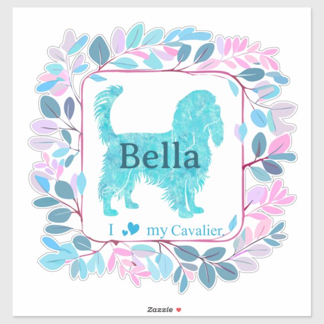Cavalier Sticker – Personalized Pastel Blue Gift (Feuille)