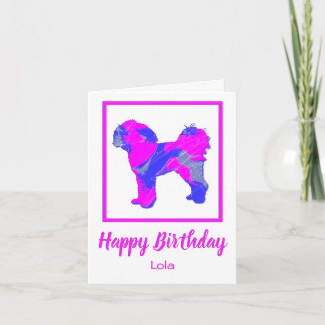 Cavapoo Silhouette Rose Chien drôle Carte d'annive (Devant)