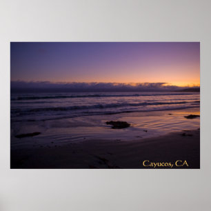Cayucos, CA Beach Poster du coucher de soleil