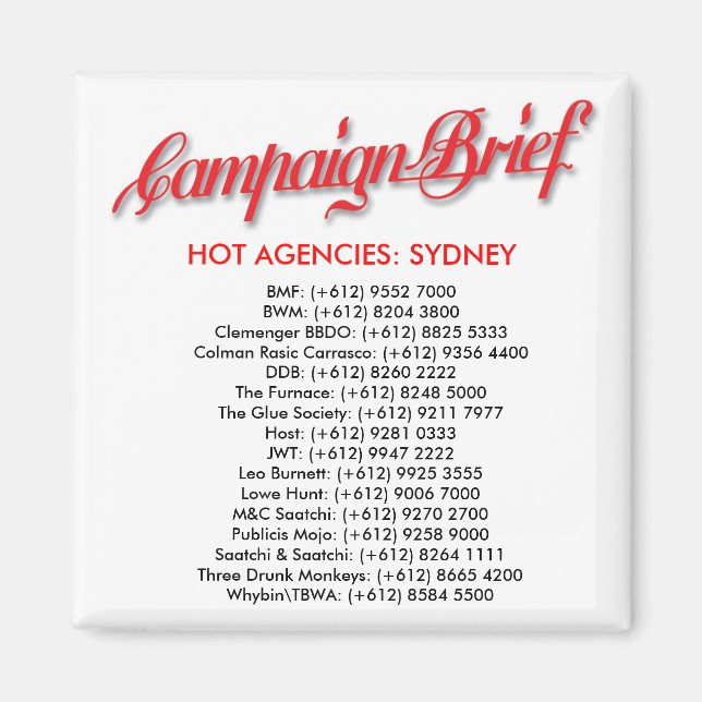 CB Magnet - Agences chaudes : Sydney (Devant)