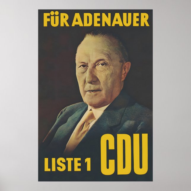 CDU Election Poster 1955 For Adenauer Konrad (Devant)