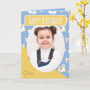 Ce Chat Vie Bleu Jaune Nom Photo Carte Anniversair