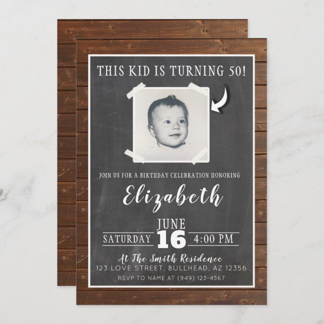 Ce gosse devient Invitation photo adulte (Devant / Derrière)