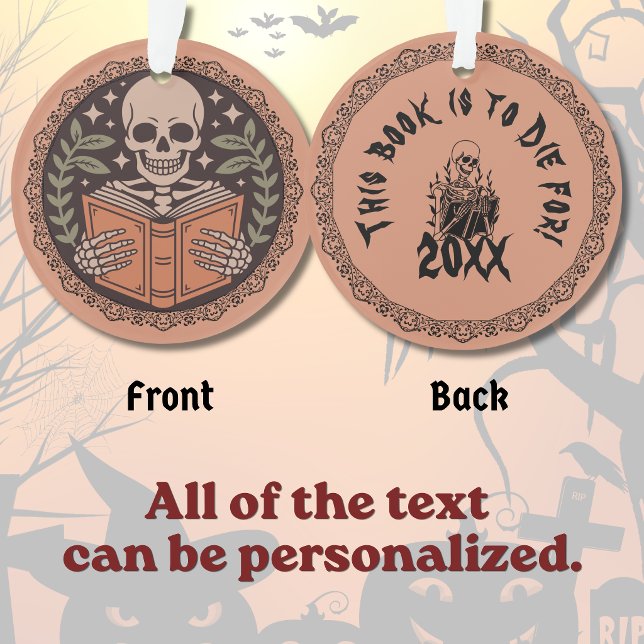 Ce livre est à mourir pour Squelette Lecture Hallo (Dark Romance Literary Halloween Skeleton Ornament
)
