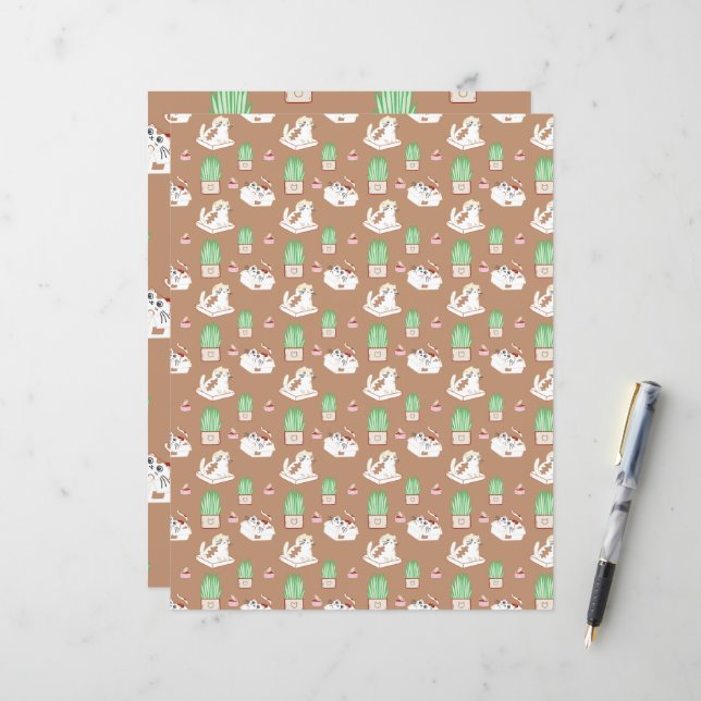 Ce Motif de vie de chat en papier scrapbooking Bro (Devant/Arrière en situation)