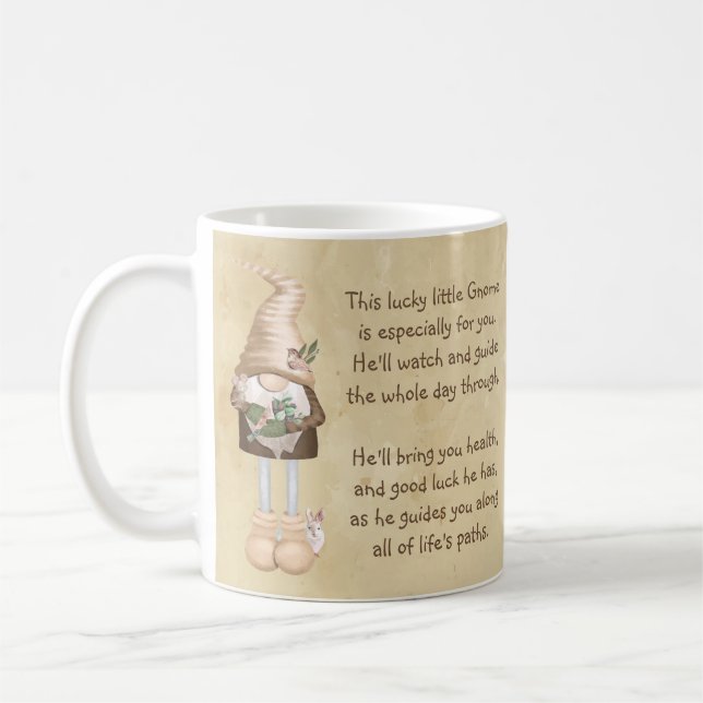 Ce petit Gnome porte chance et santé Mug (Gauche)