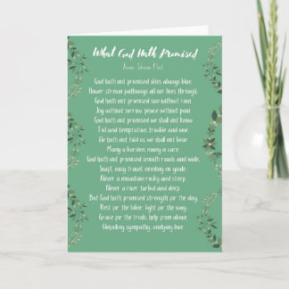 Ce que Dieu a promis (Vert clair) Carte