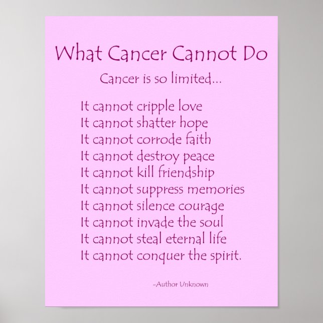 Ce que le cancer ne peut pas faire Poster Poster I (Devant)