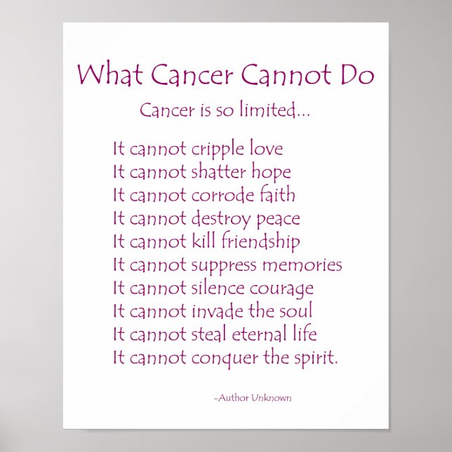 Ce que le cancer ne peut pas faire Poster Poster I (Devant)