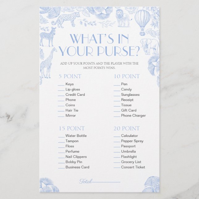 Ce qui dans votre sac à main Baby shower de garçon (Devant)