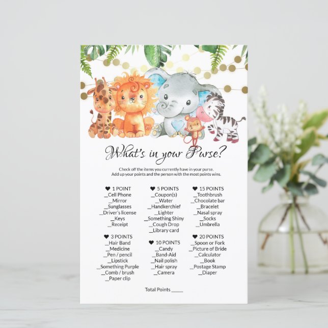 Ce qui est dans votre jeu de bourse. Jeux baby sho (Debout devant)