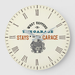 Ce qui se passe dans le Garage reste horloge mural