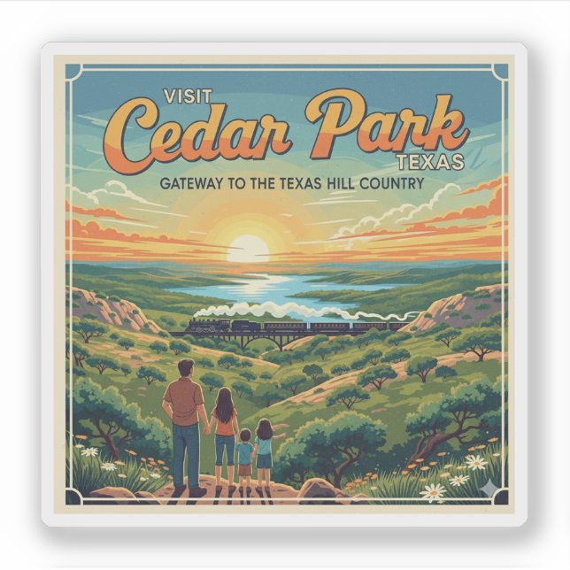 Cedar Park, Texas Vintage voyage Poster Sticker (Devant)