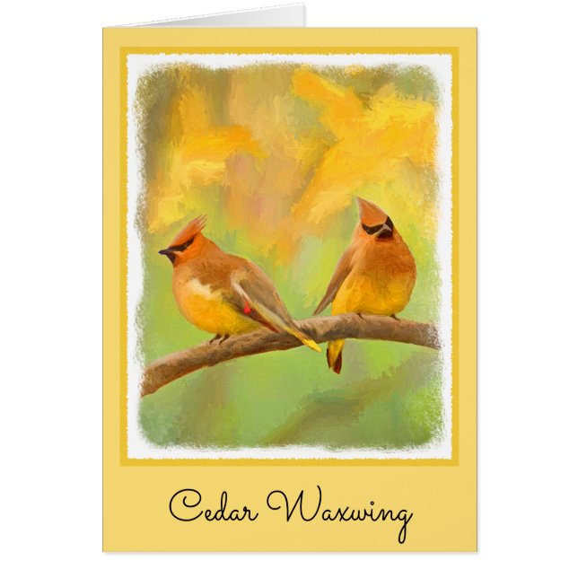 Cedar Waxwing Painting - Cute Original Dog Art (Devant)