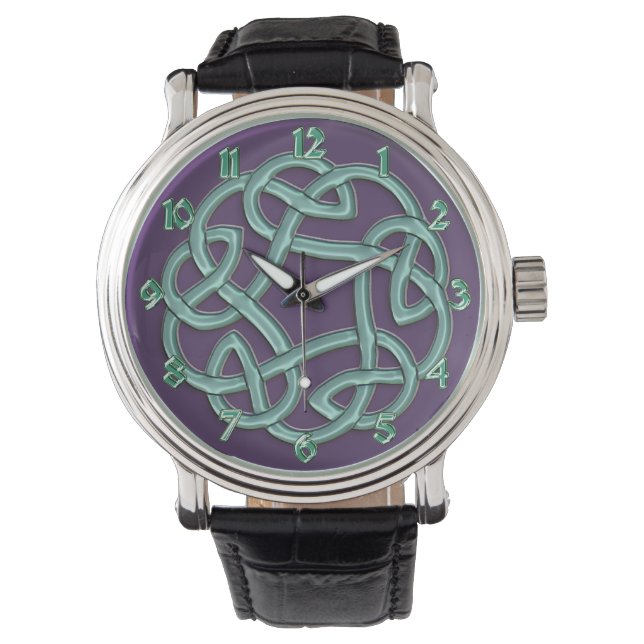 Ceinture Celtique Vert Sur Montre Classique Violet (devant)