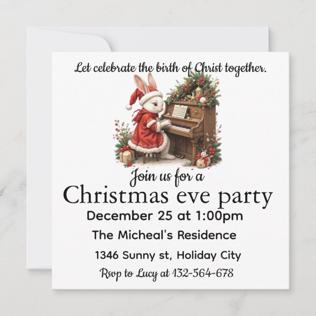 Celebrate Birth of Christ White Bunny Christmas (Devant)