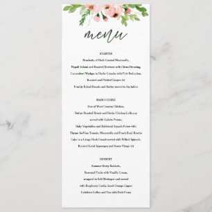 Celebrate rougissent menu floral de mariage
