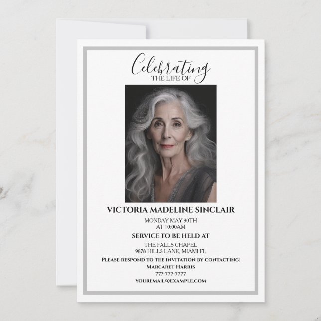 Celebrating the life of Photo Funeral Invitation (Devant)