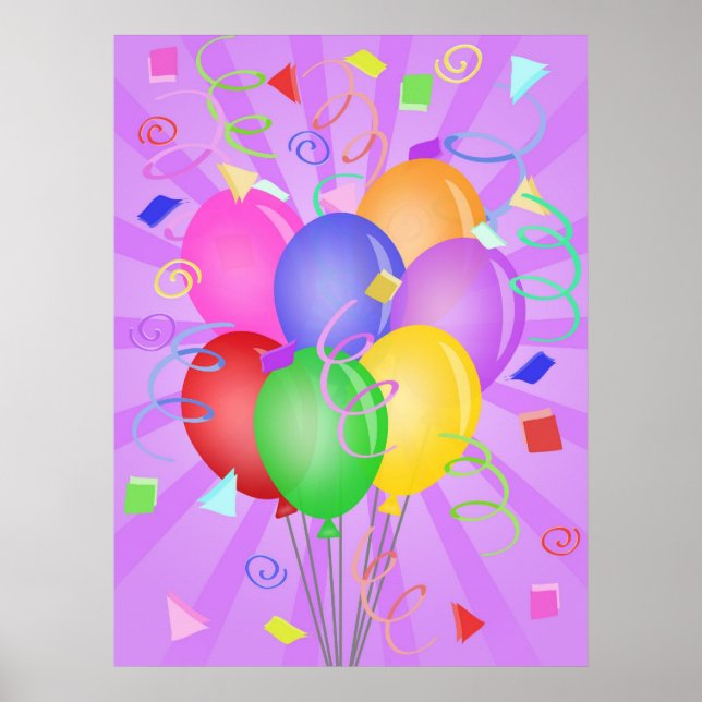 Celebration Balloons Illustration Poster (Devant)