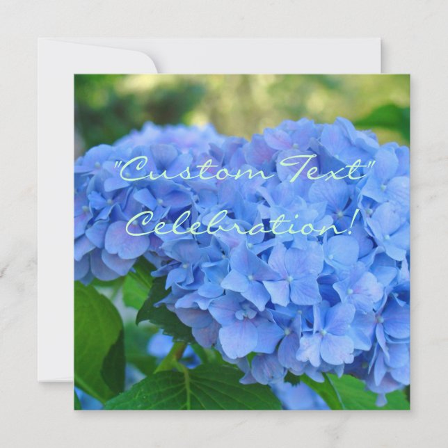 CÉLÉBRATION ! Cartes d'invitation Hortensia Bleu (Devant)