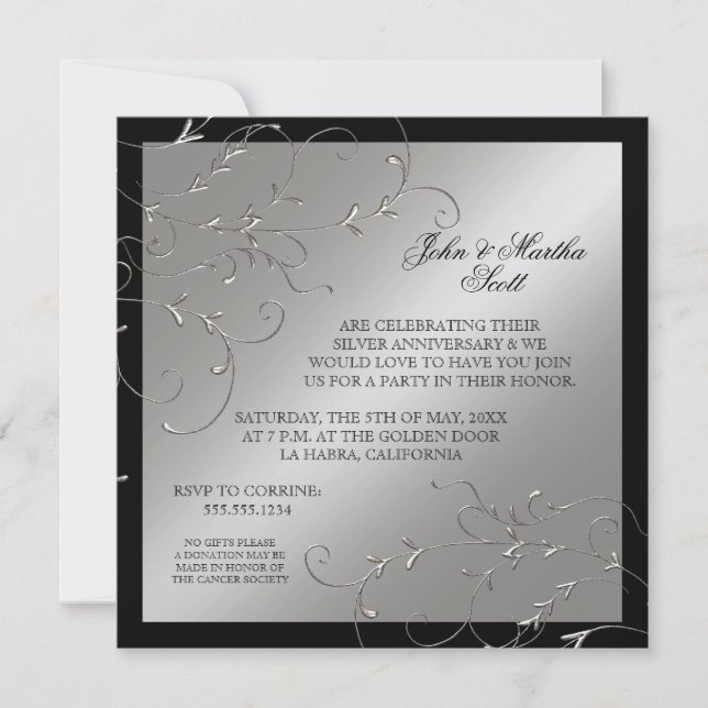 Célébration de 25 ans, Invitation pour les 25 ans  (Devant)