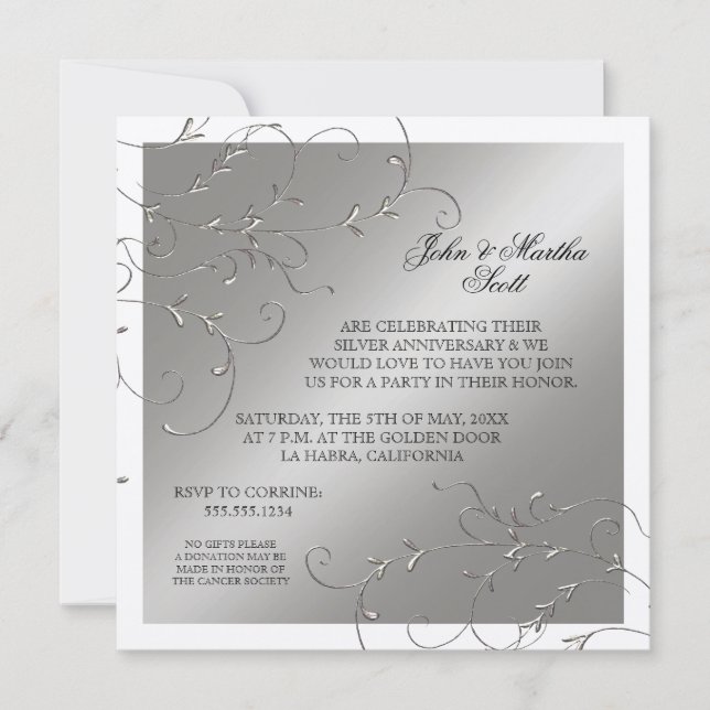 Célébration de 25 ans, Invitation pour les 25 ans  (Devant)
