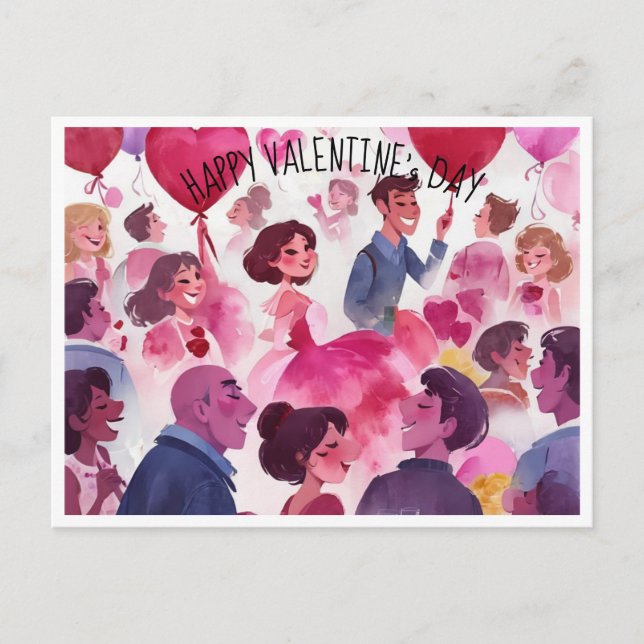 Célébration de la Saint-Valentin sur carte postale (Devant)