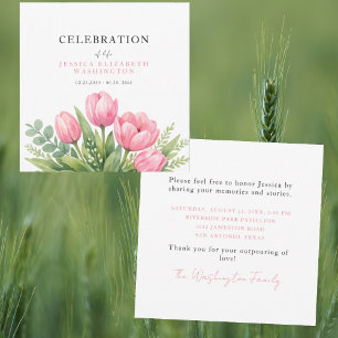 Célébration de la vie aux tulipes roses aquarelle 