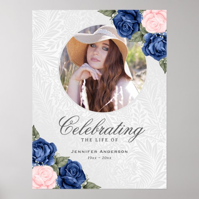 Célébration de la vie bleu rose Affiche de bienven (Devant)