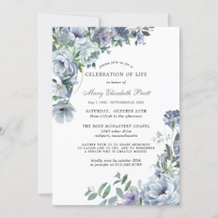 Célébration de la vie Blue Floral Invitation