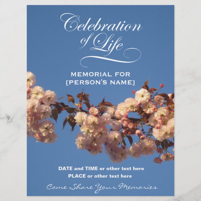 Célébration de la vie Fleurs de cerisiers Invitati (Devant)