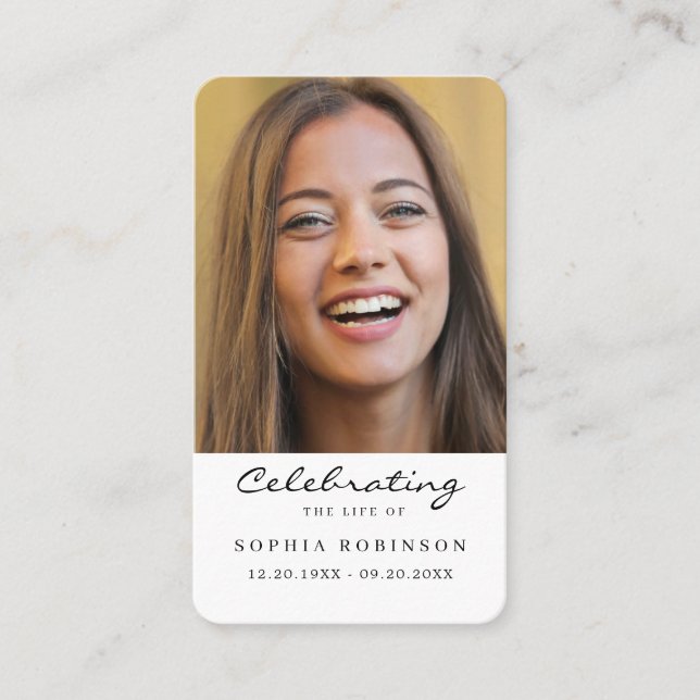 Célébration de la vie Funéraire Carte de prière ph (Devant)