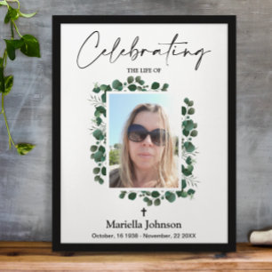 Célébration de la vie Greenery Funeral Poster