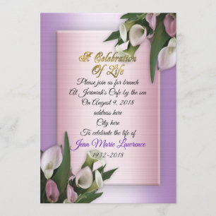 Célébration de la vie Invitation calla lys