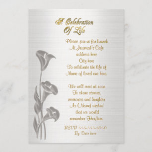 Célébration de la vie Invitation Calla Lys