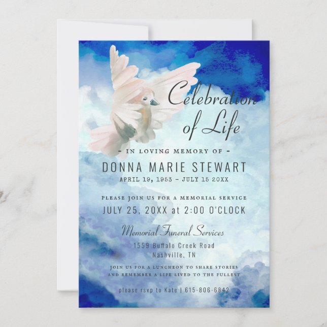 Célébration de la vie | Invitation commémorative f (Devant)