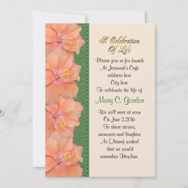 Célébration de la vie Invitation hibiscus (Devant)