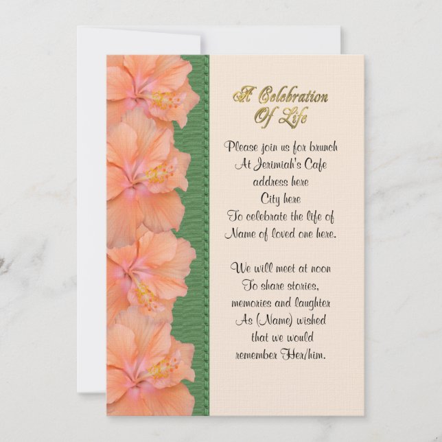 Célébration de la vie Invitation hibiscus (Devant)