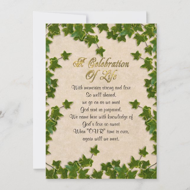 Célébration de la vie Invitation ivy (Devant)